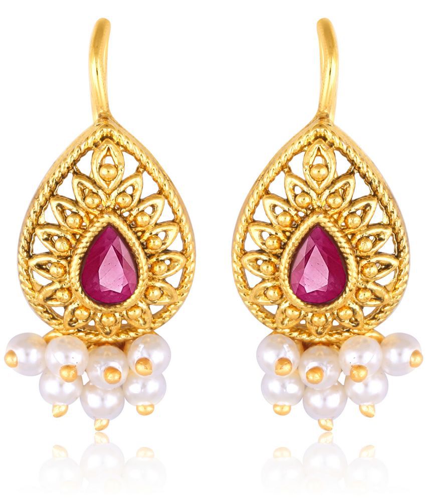     			Vighnaharta Maharastrian Culture Bugadi Gold Plated alloy Artificial Stones & Beads Studded Bugadi Earrings for Women and Girls