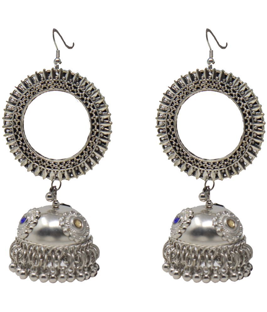     			Aadiyatri Large Silver Imitation Chanbali Earrings