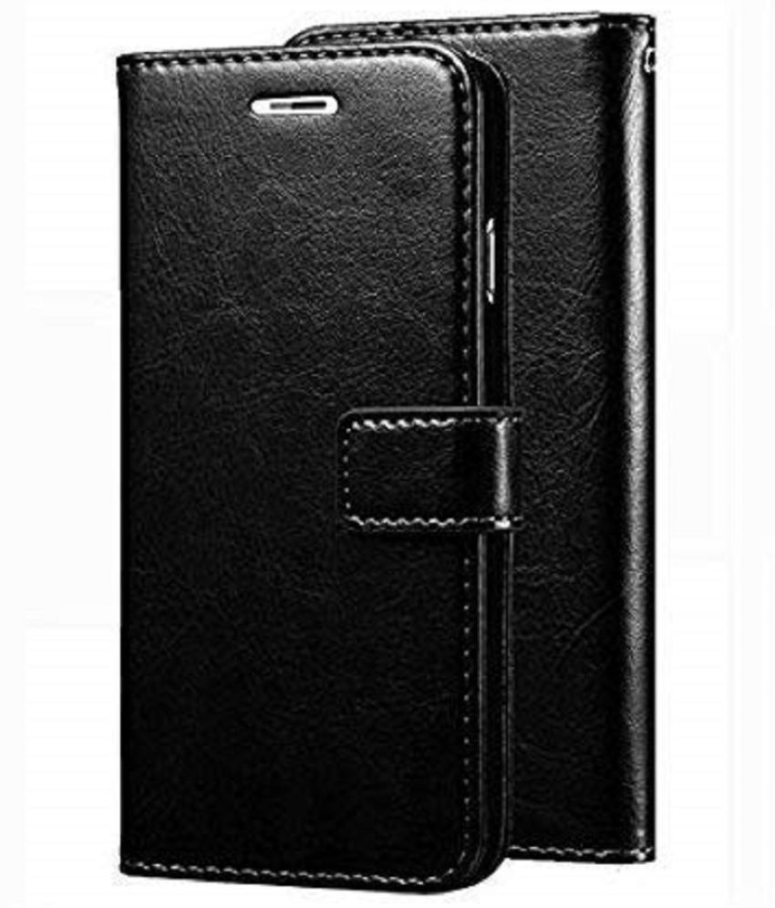     			KOVADO Black Flip Cover For Vivo Y21 Leather Stand Case