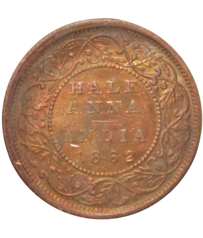     			Half Anna (1862) "Victoria Queen" British India Rare Coin
