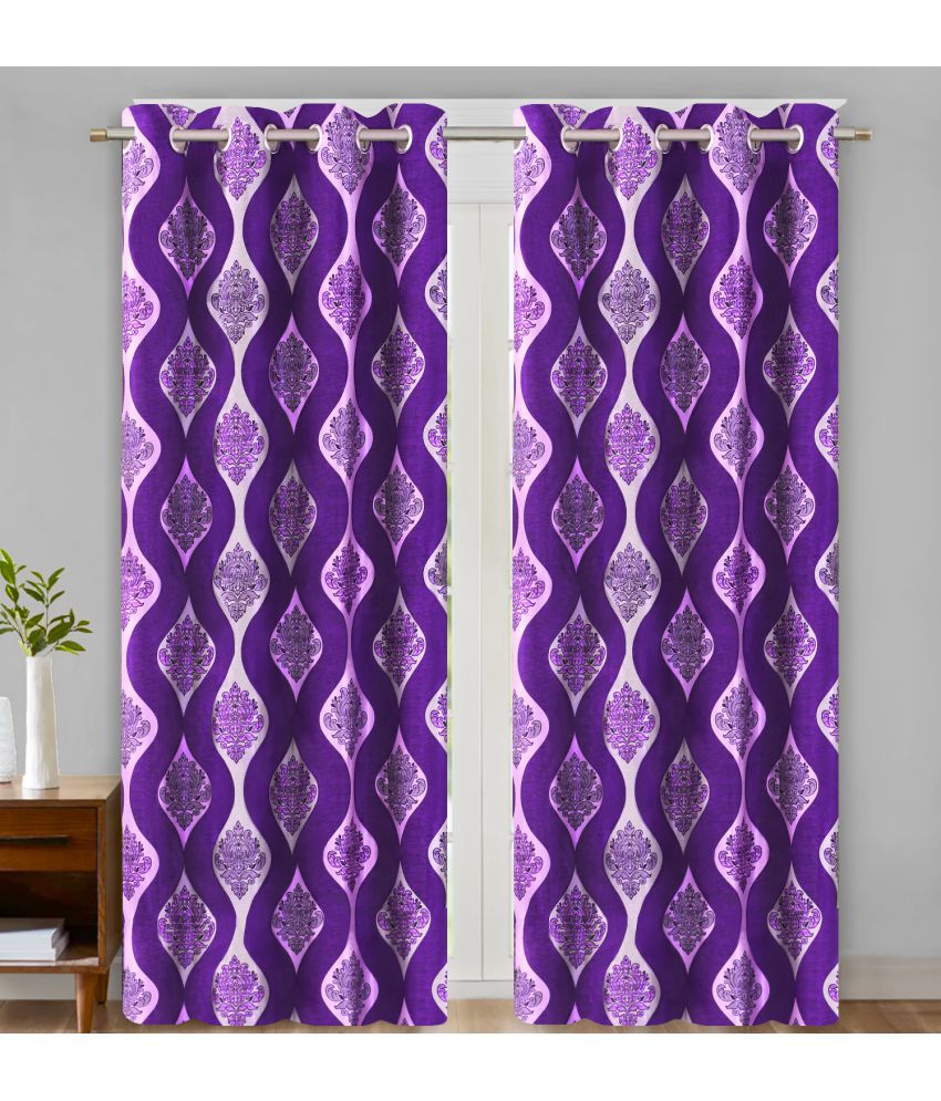     			Home Candy Set of 2 Door Semi-Transparent Eyelet Polyester Purple Curtains ( 213 x 120 cm )