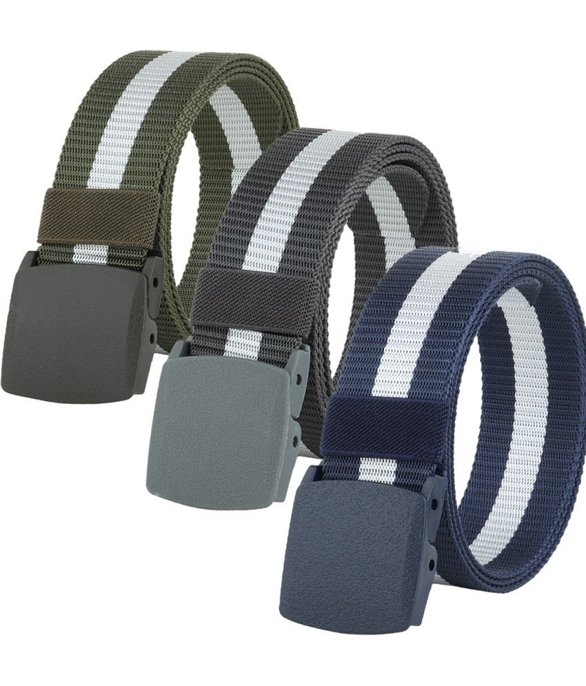     			Loopa Multi Nylon Casual Belt Pack of 3