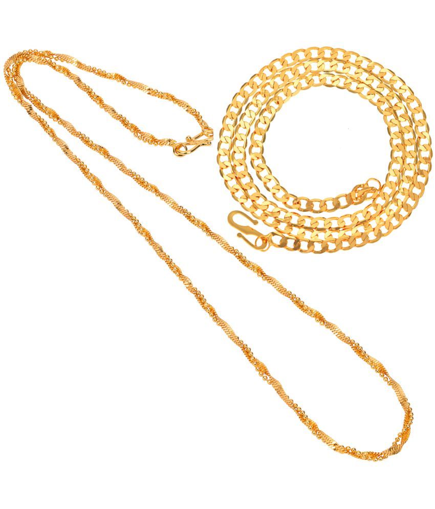     			AanyaCentric Combo of 2 Gold Plated 22inches Long Fashion Chain