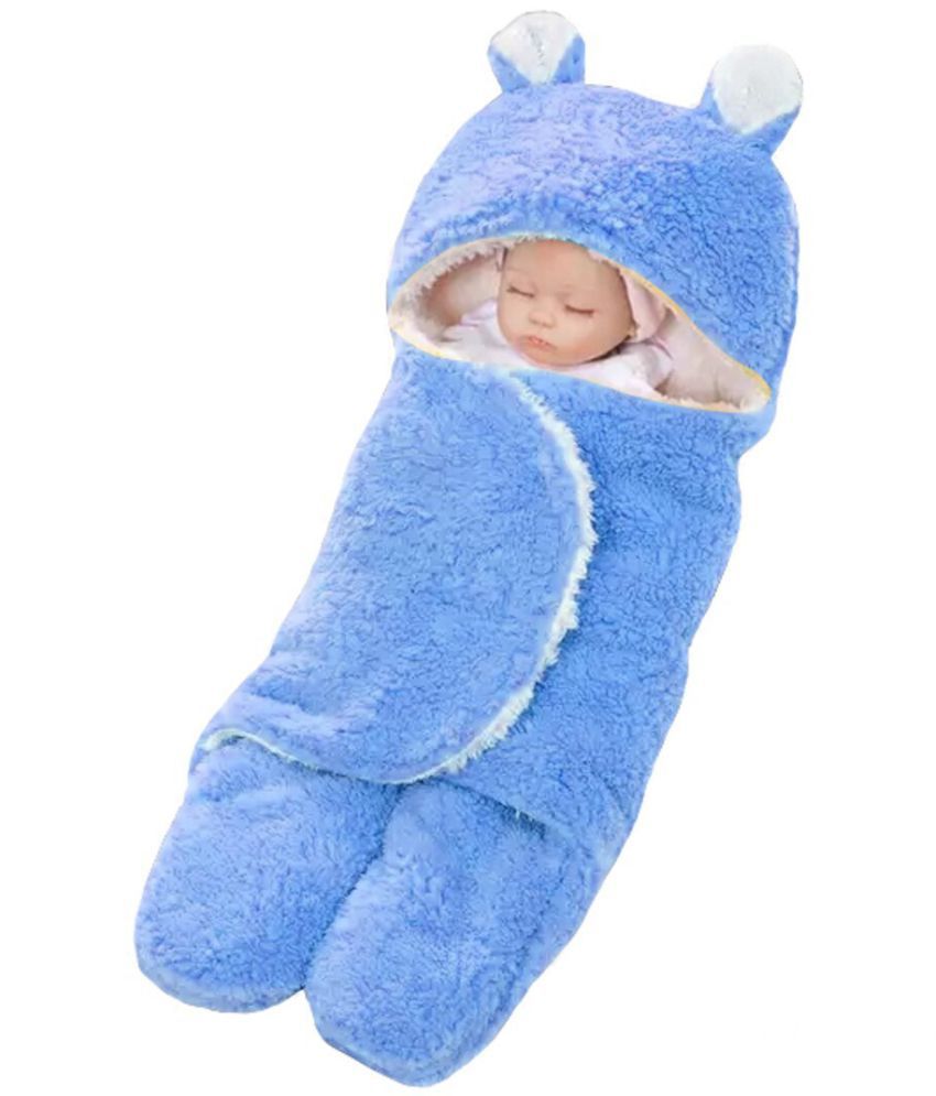     			Brandonn - Blue Flannel Hooded Baby Blanket (Pack of 1)