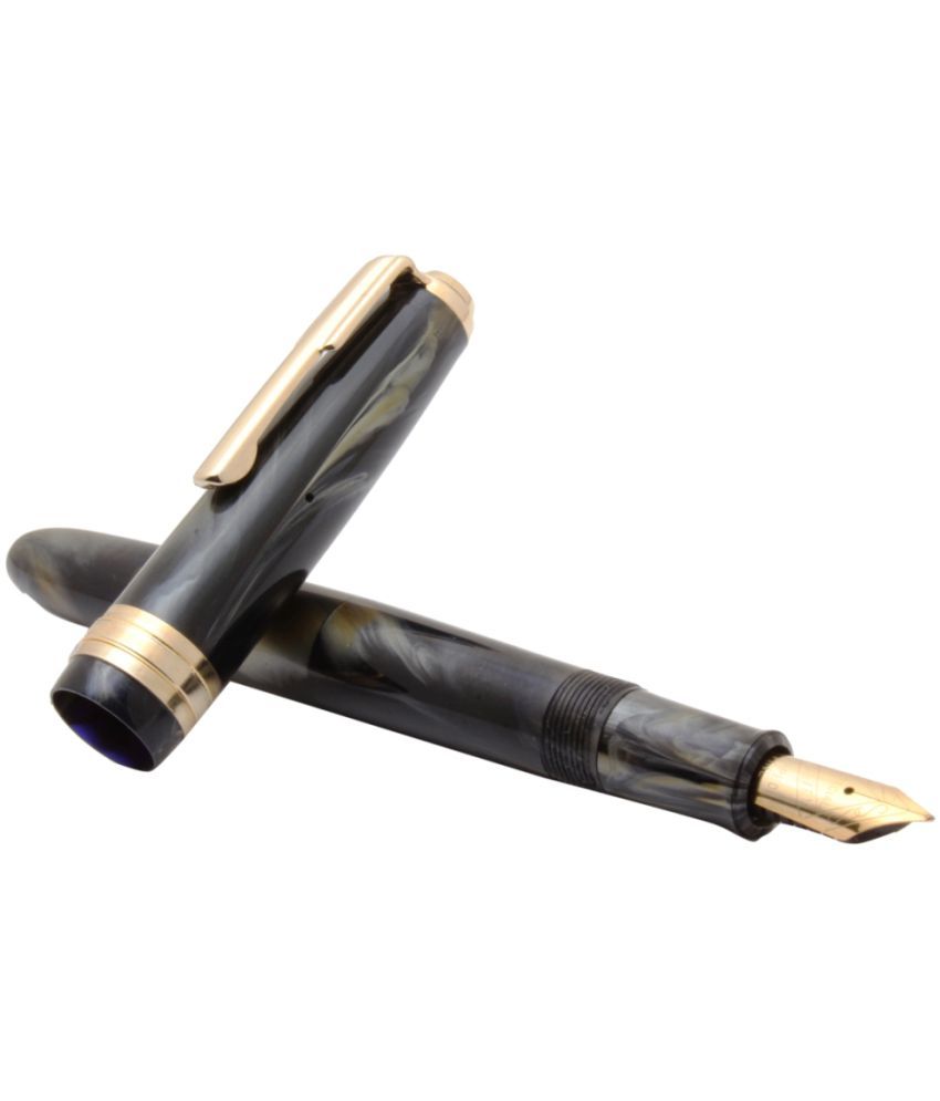 Srpc Airmail Blue Marble Eyedropper Fountain Pen With Golden Trims Fine