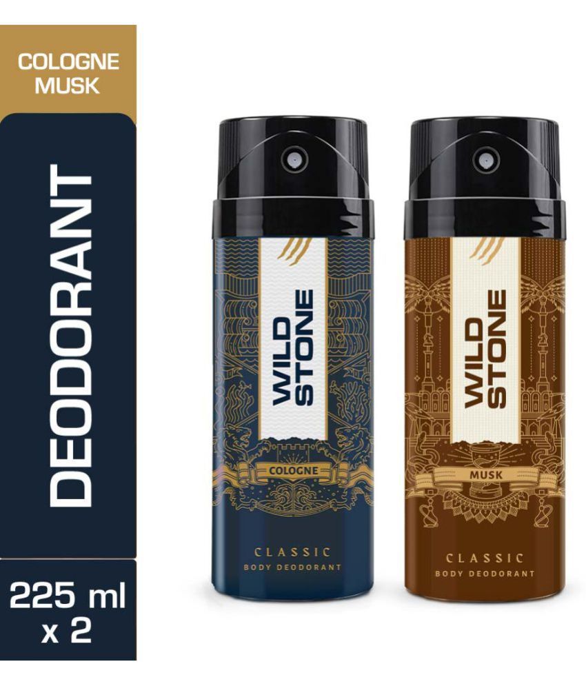     			Wild Stone Classic Cologne and Musk Deodorant Spray - For Men (450 ml, Pack of 2)