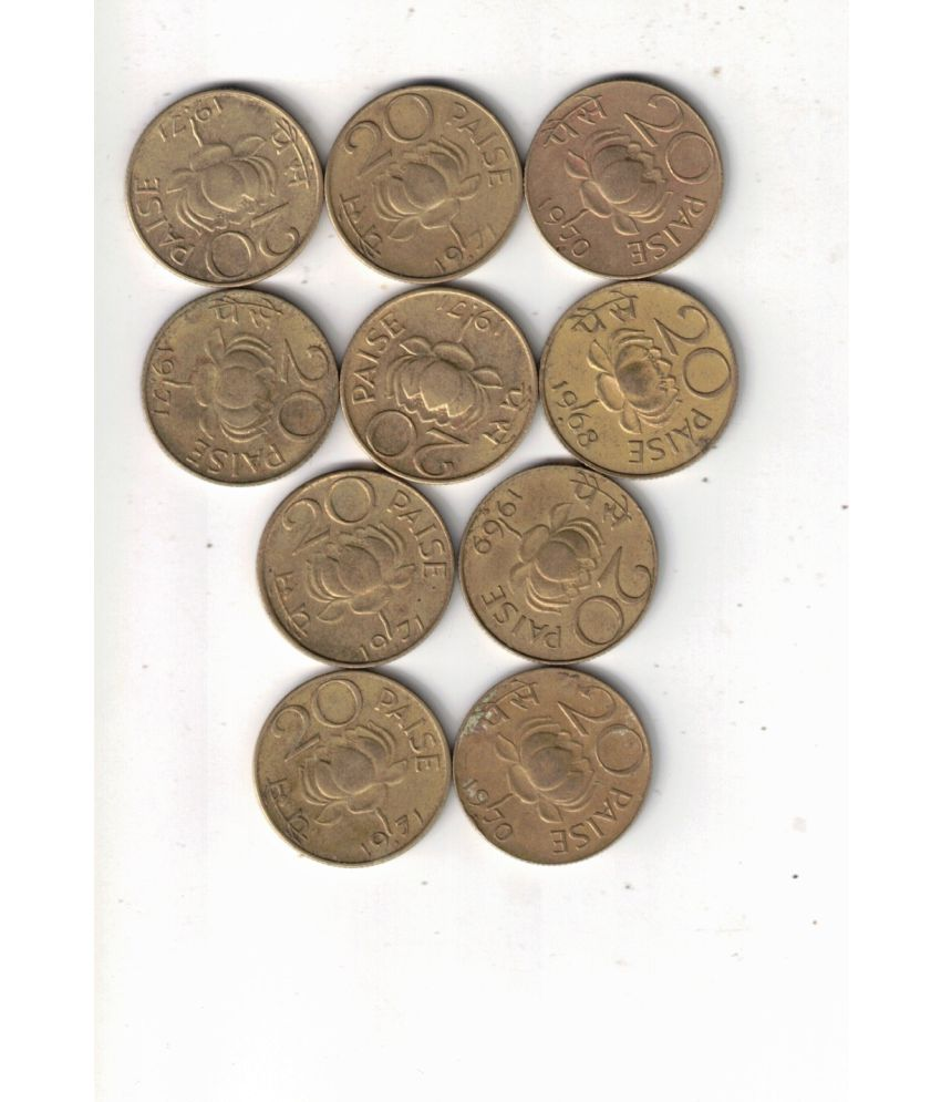     			10 PCS  20 PAISA  SUN AUNC XF CONDITION MIX YEAR SEE PHOTO