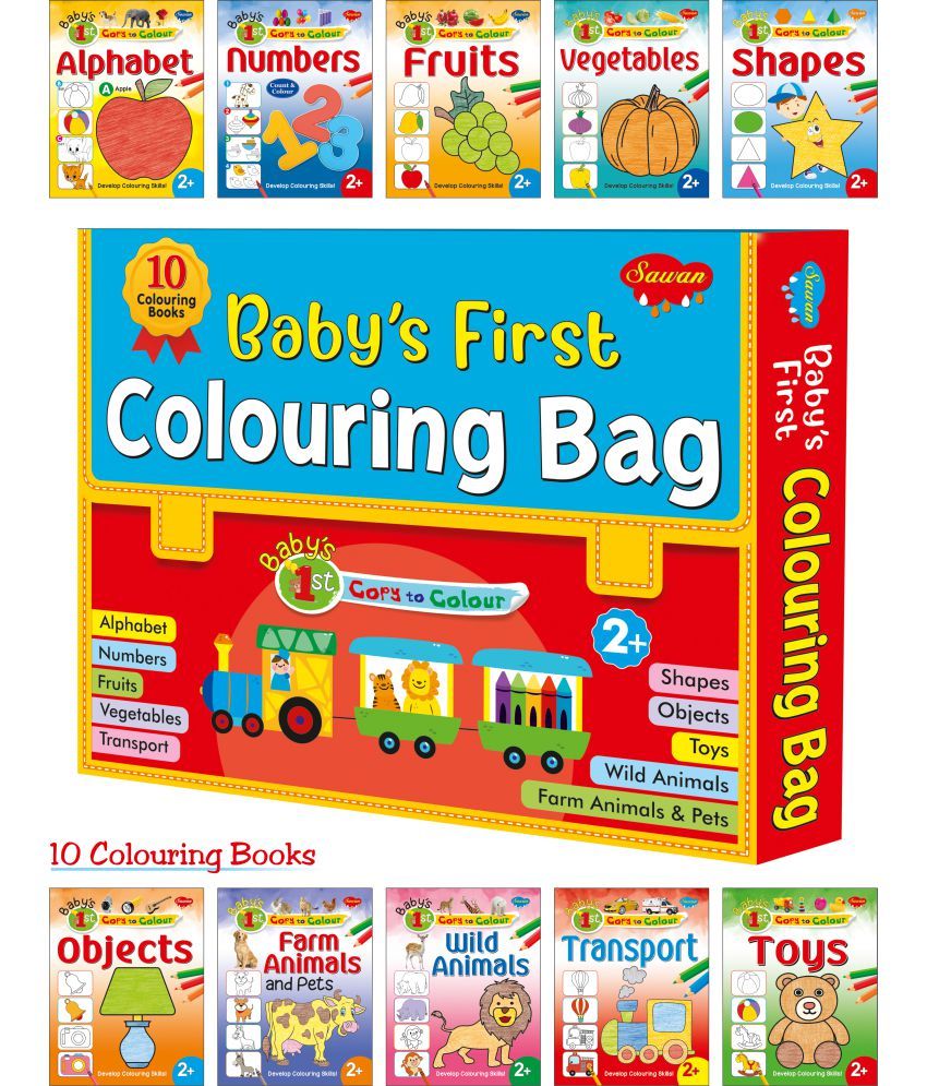 Baby First colouring bag of 10 colouring Books Gift Set For Kids Buy