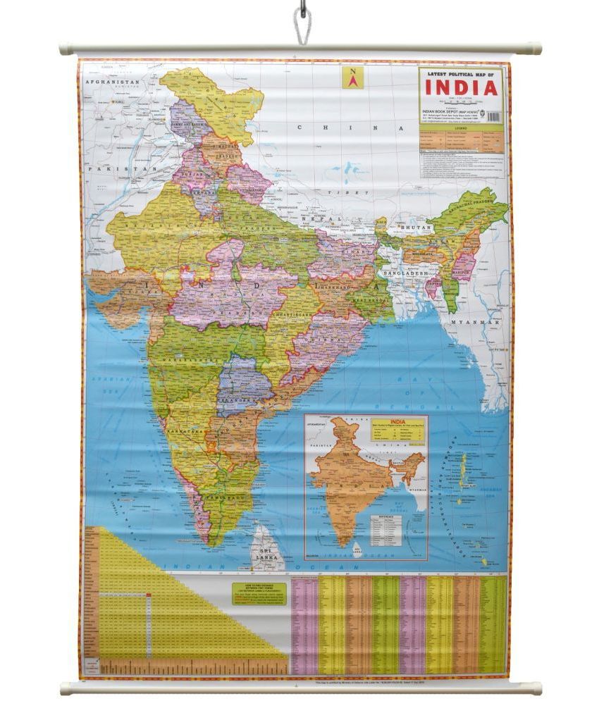     			India Political Map Chart Laminated Wall Chart (Size 100X75 CM) Perfect for Classroom, Student, School, Student And Teacher