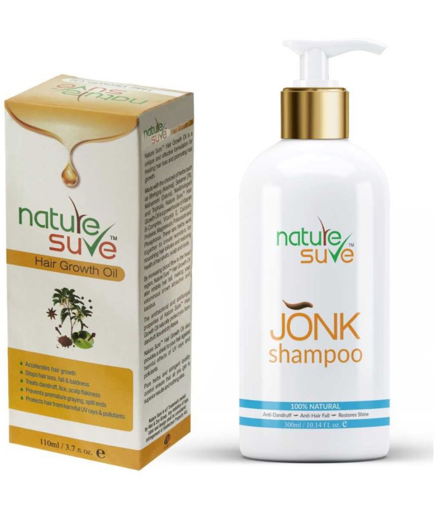 Nature Sure Combo Hair Oil 110ml & Jonk Shampoo Hair Cleanser 300ml for Men & Women
