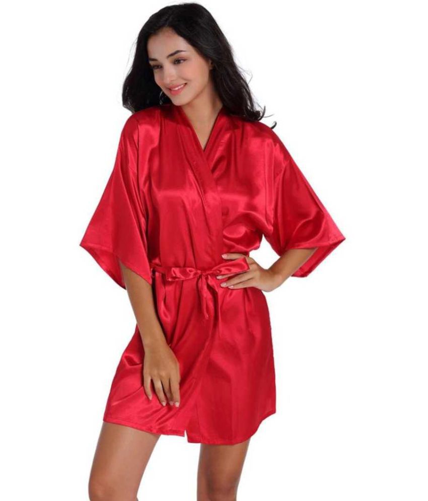     			CELOSIA Satin Robes - Red Single