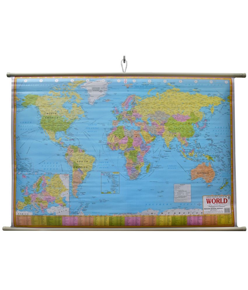     			World Political Map Laminated Wall Chart (Size 70X104 CM) Perfect for Classroom, Student, School, Student And Teacher
