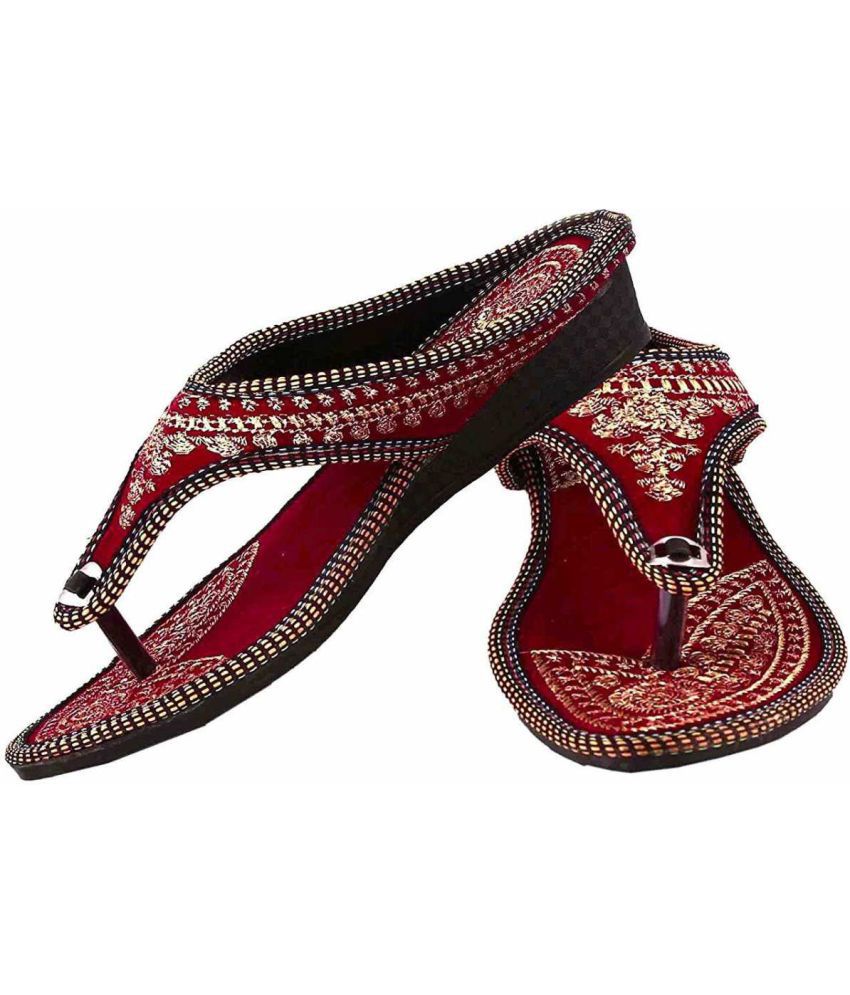 Anjaneya Creations Red Ethnic Footwear