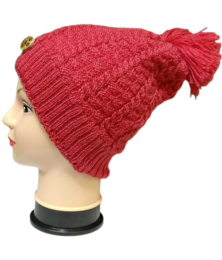     			lewiston Women's Pink Woollen Caps For Winter ( Pack of 1 )
