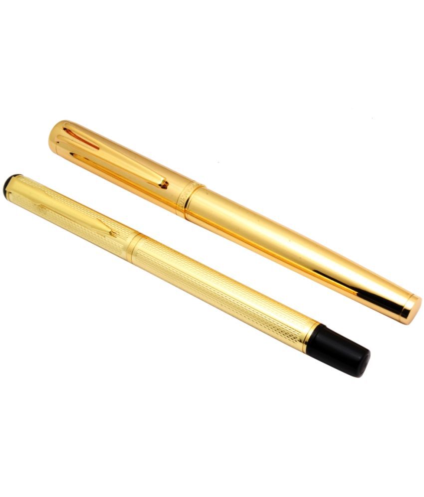     			Srpc Set Of 2 - Millennium Shine Gold & Captain 18 CT Gold Plated Roller ball Pens Set
