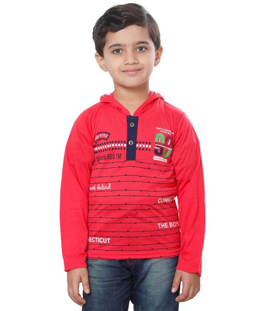     			Fourfolds Pack of 1 Boys Cotton Blend T-Shirt ( Red )