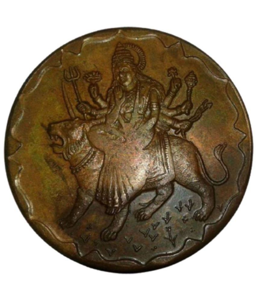     			GODDESS DURGA MAA EAST INDIA CO. TEMPLE TOKEN COIN BIG SIZE WEIGHT 10 GM GOOD LUCK COIN Antique Coin