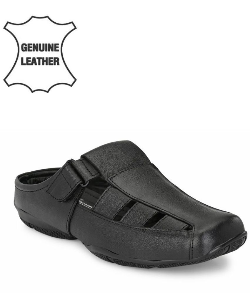     			John Karsun Black Synthetic Leather Sandals