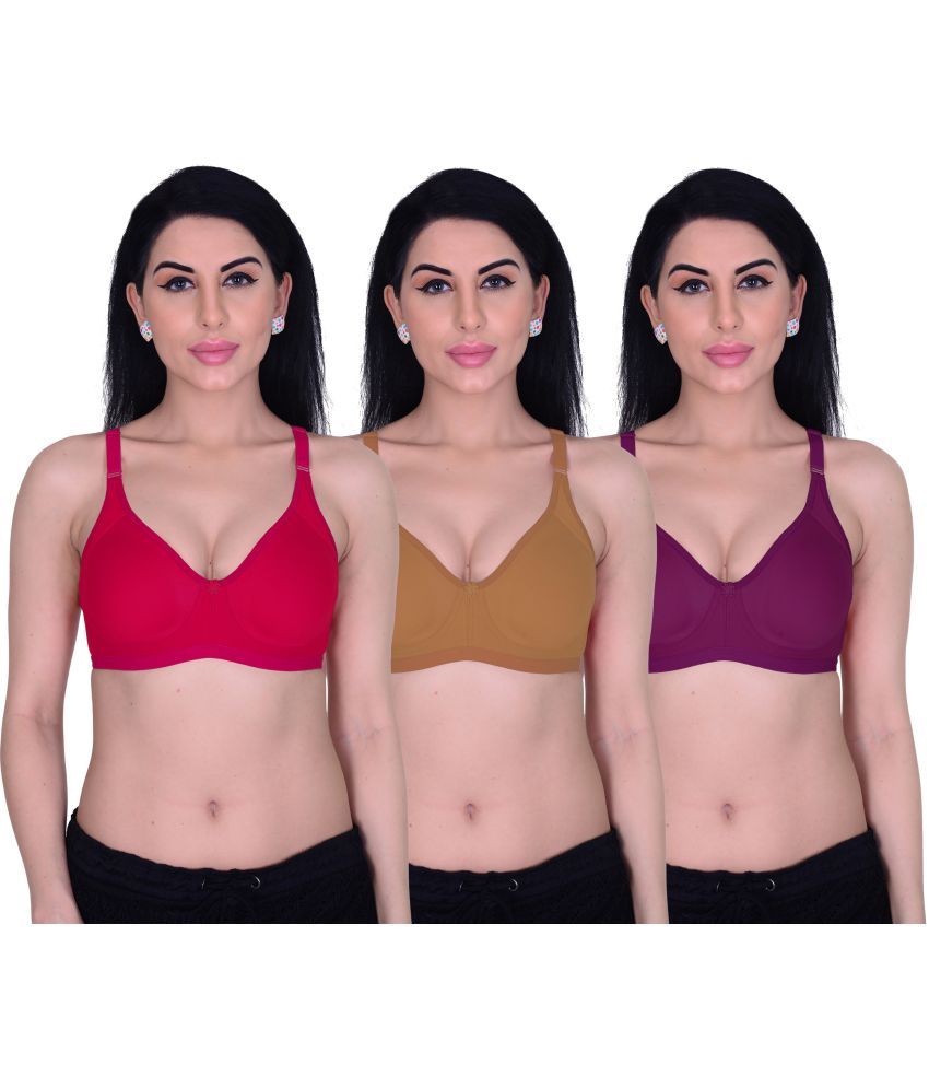     			Madam Pack of 3 Cotton Non Padded Women's Everyday Bra ( Multi Color )