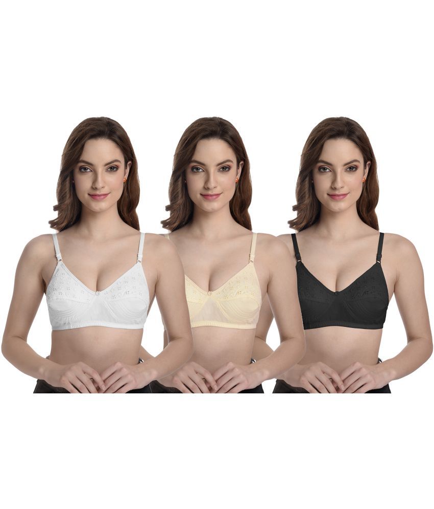     			Madam Pack of 3 Cotton Non Padded Women's Everyday Bra ( Multi Color )