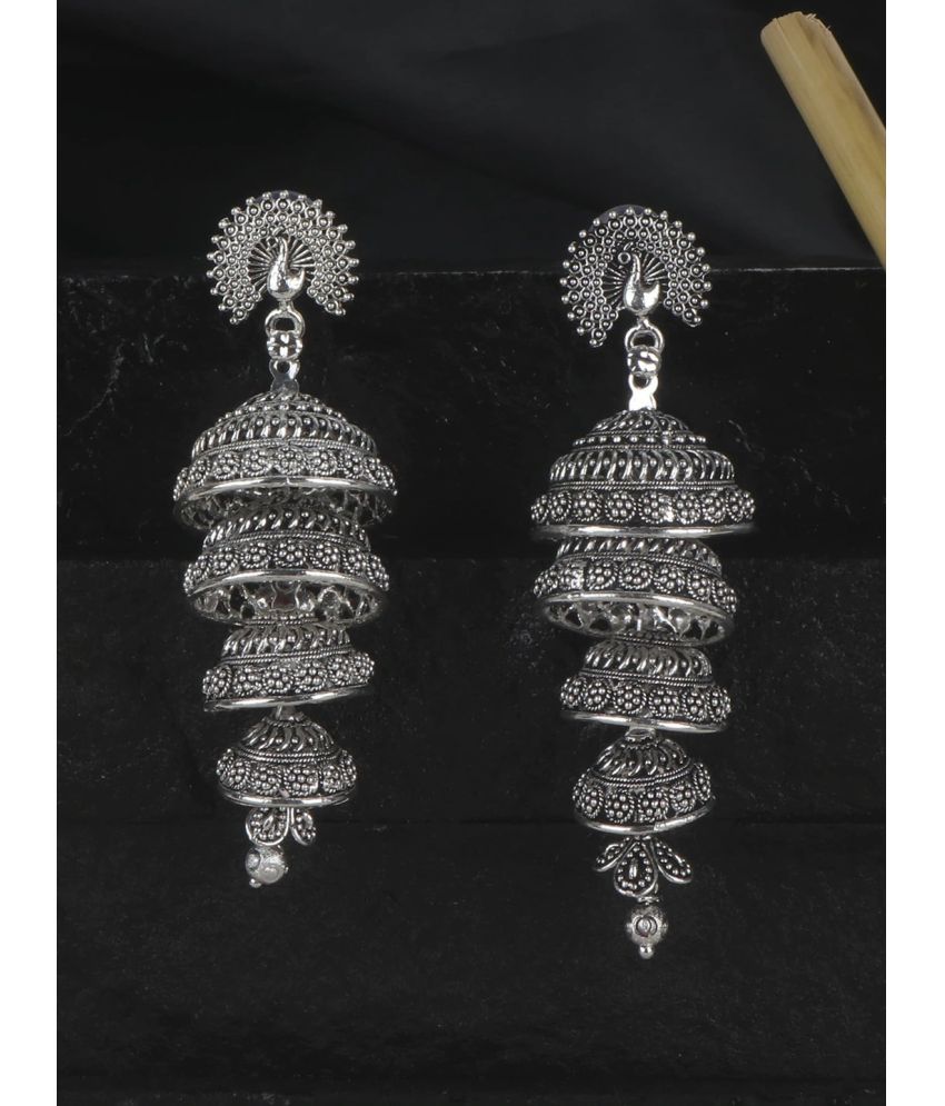     			Happy Stoning German Silver Beautiful Jhumka Earrings