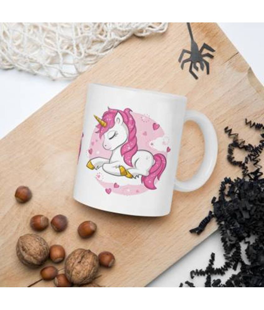     			thriftkart Unicorn Print Ceramic Coffee Mug 1 Pcs 350 mL