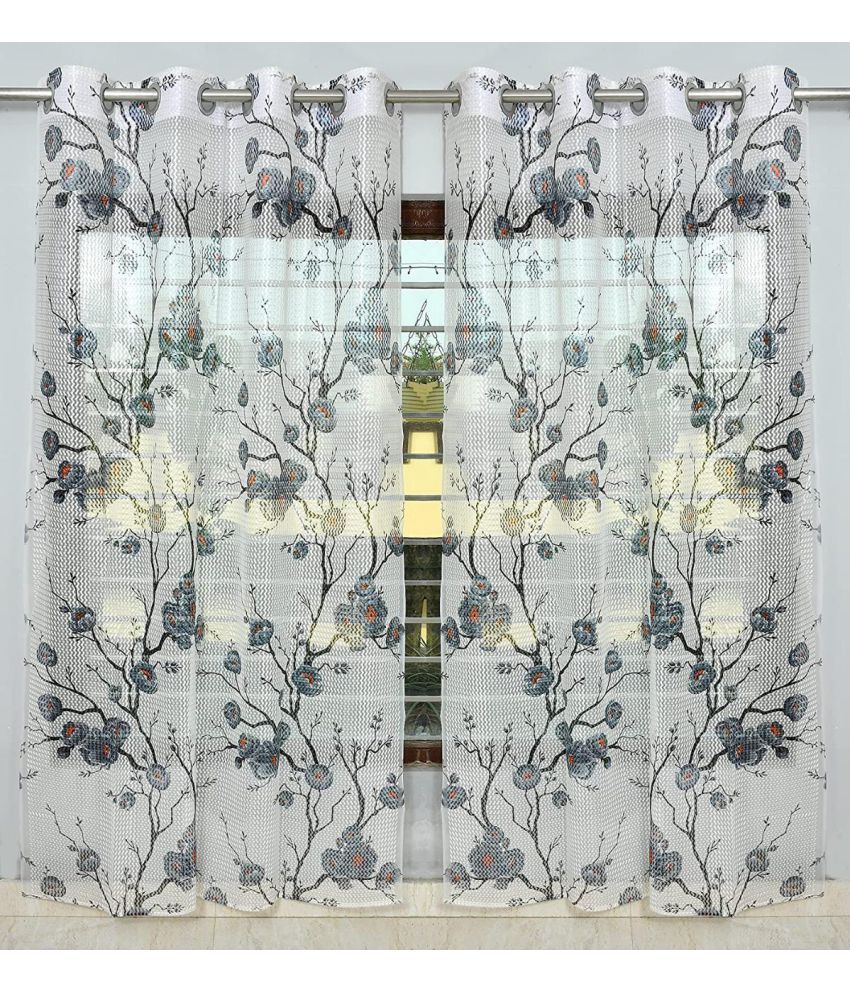     			Koli collections Set of 2 Door Transparent Eyelet Net Grey Curtains ( 0 x 121 cm )