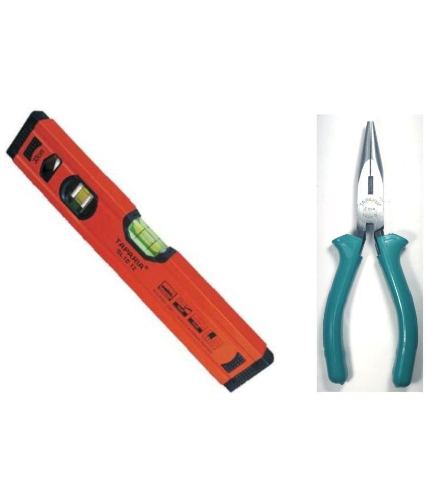     			TAPARIA Set of 2 Hand Tool Combo (Spirit Level with Magnet 12 inch (SLM 1012)/Econ-Series Long Nose Plier (1420)