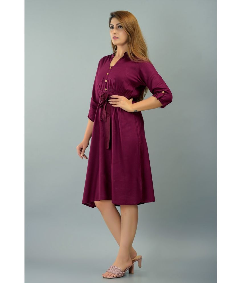 purple fit and flare dress