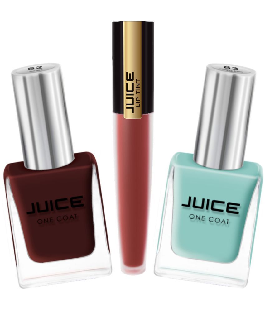     			Juice NUTMEG,BLUE NAILPAINT&MAROON Liquid Lipstick 62,63 & M-43 Multi Pack of 3 380 g