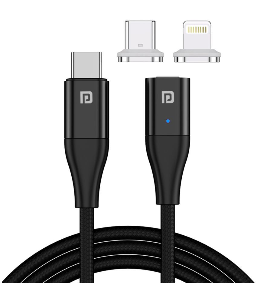     			Portronics Konnect J2:Type C to 8 Pin USB + Type C Magnetic Cable ,Black (POR 1341)