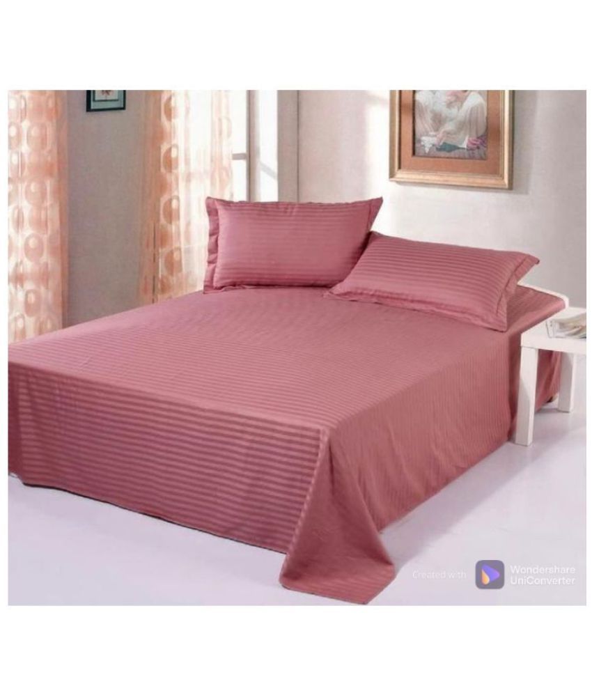 sai traders Queen Cotton Pink Plain Bedding Set Set of 3 Buy sai