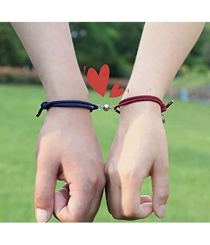     			Soni jewellery Couple Bracelet Magnetic 2PCS Alloy Relationship Bracelet Ball Shaped Matching Bracelet for Him and Her