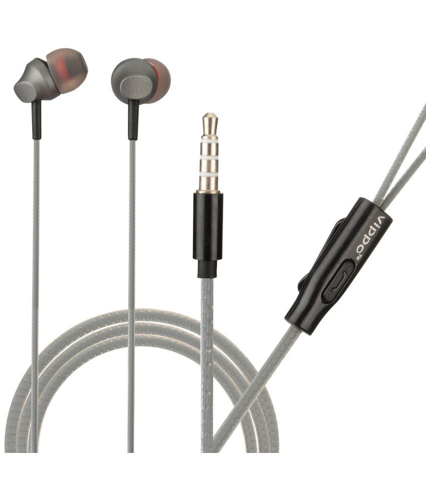 Vippo VHB341 Stereo Music Compatible Mobile In Ear Wired With Mic Headphones/Earphones Gray