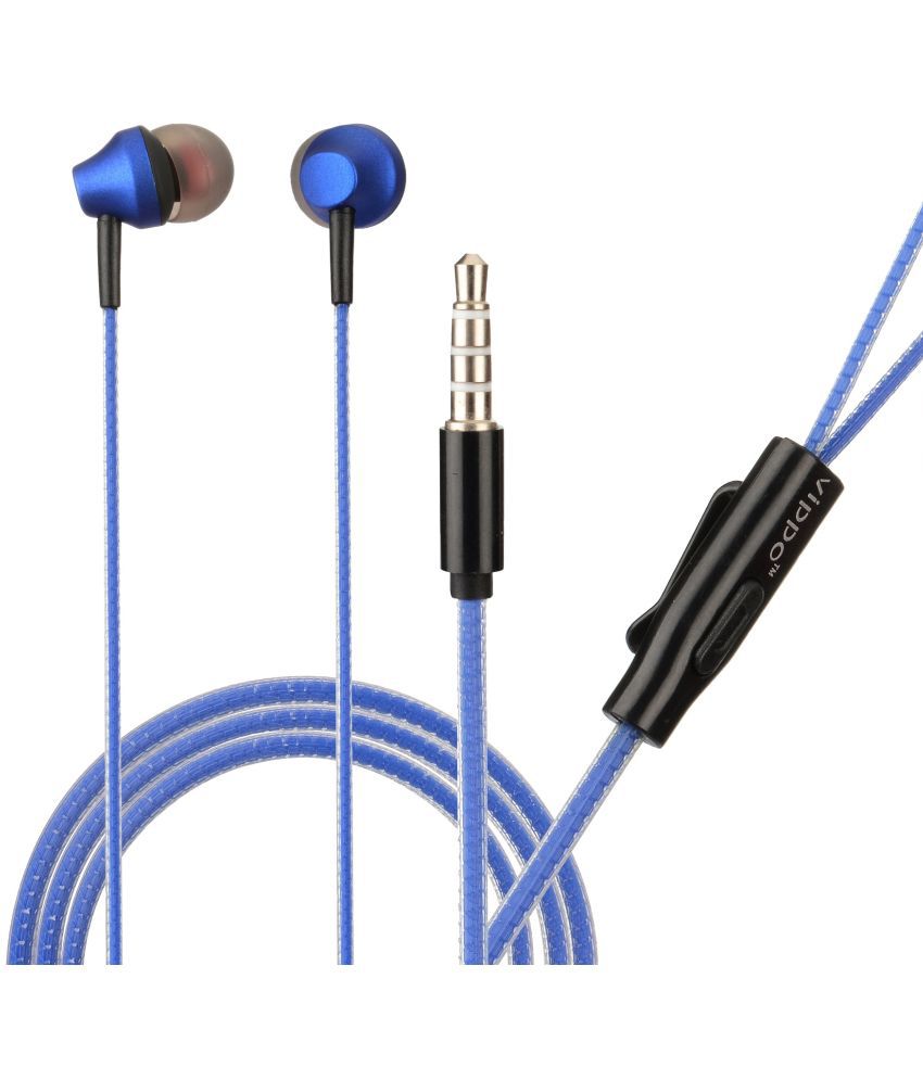 Vippo VHB341 Stereo Music Compatible Mobile In Ear Wired With Mic Headphones/Earphones Blue