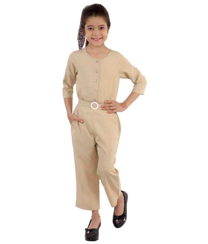     			Kids Cave - Beige Crepe Girls Jumpsuit ( Pack of 1 )