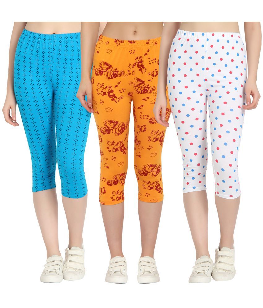     			Diaz Multi Cotton Lycra Printed Capri - Pack of 3