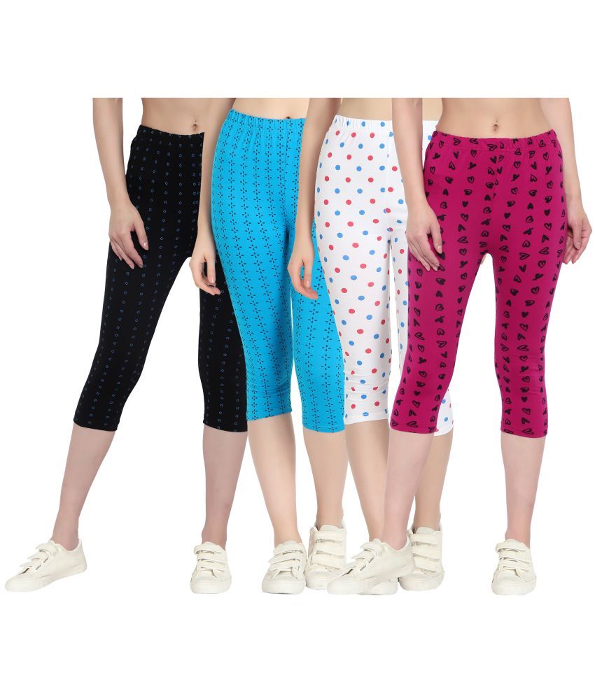     			Diaz Multi Cotton Lycra Printed Capri - Pack of 4