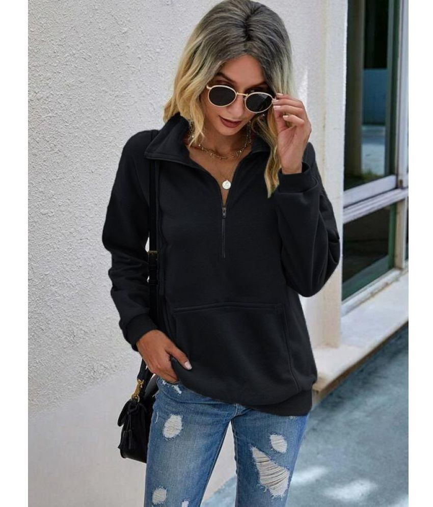 Force Cotton Black Zippered Sweatshirt