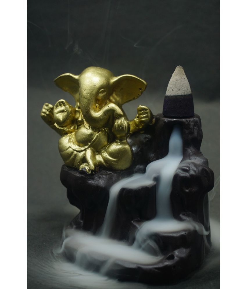     			OWN BLUE Golden Ganesha polyresin smoke backflow - Smoke Backflow Showpiece