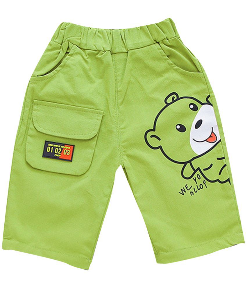 Hopscotch Baby Boys Cotton Spandex Elasticated Capri in Green Color For Ages 9-12 Months (FB3-3083425)