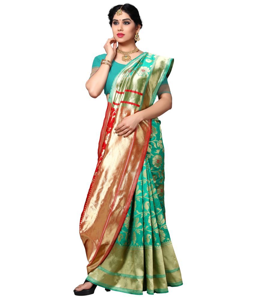     			Sidhidata Multicolour Jacquard Saree -