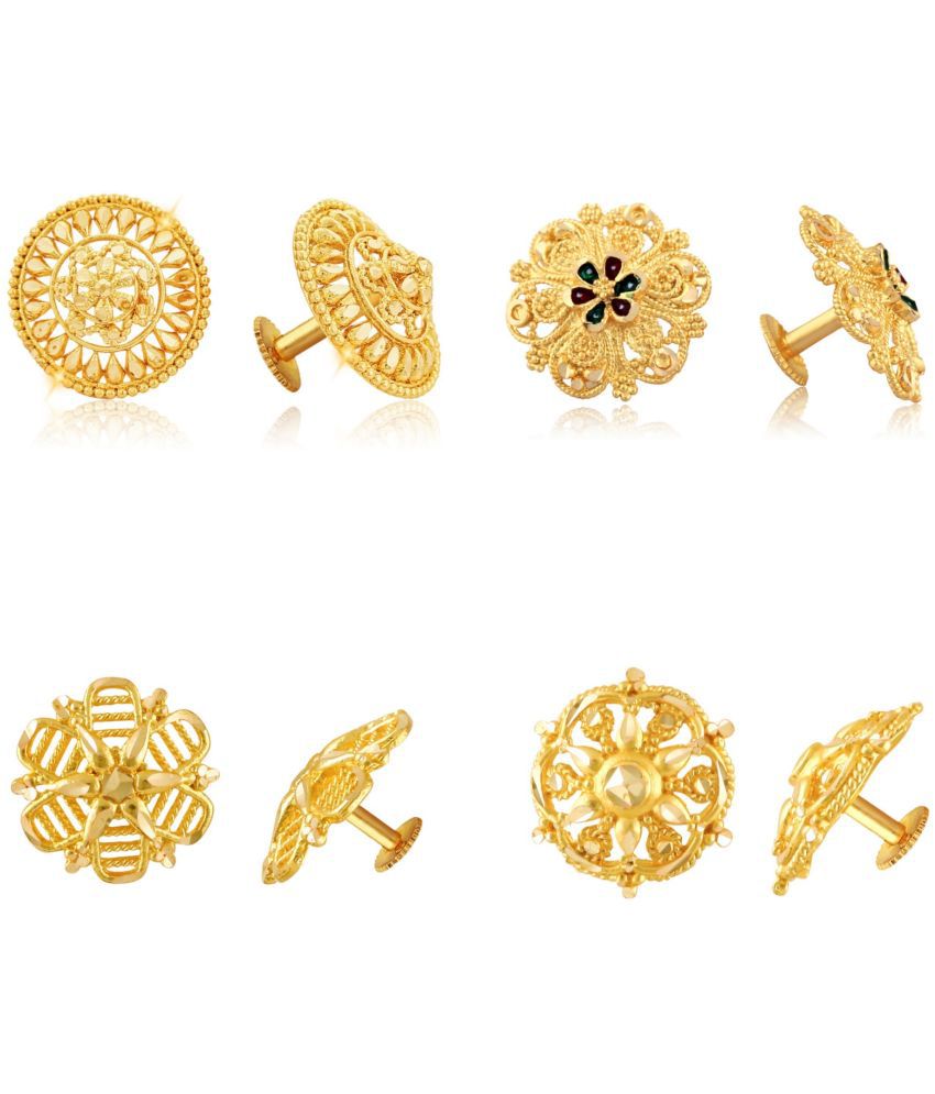     			Vighnaharta Everyday wear Gold plated alloy Stud, Earring, Stud Earring for Women and Girls ( Pack of - 4 pair Earring) - VFJ1123-1099-1431-1432ERG