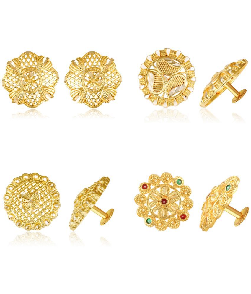     			Vighnaharta Everyday wear Gold plated alloy Stud, Earring, Stud Earring for Women and Girls ( Pack of - 4 pair Earring) - VFJ1463-1490-1491-1434ERG