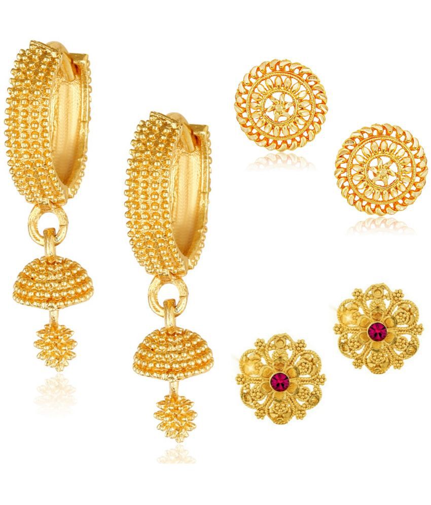     			Vighnaharta Everyday wear Gold plated alloy Stud Earring & Bali Earring for Women and Girls ( Pack of - 3 pair Earring) - VFJ1482-1109-1140ERG