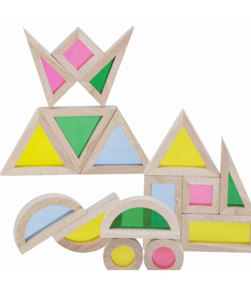 Wooden Rainbow Blocks | Acrylic Multicolor Geometrical Blocks Set for ...