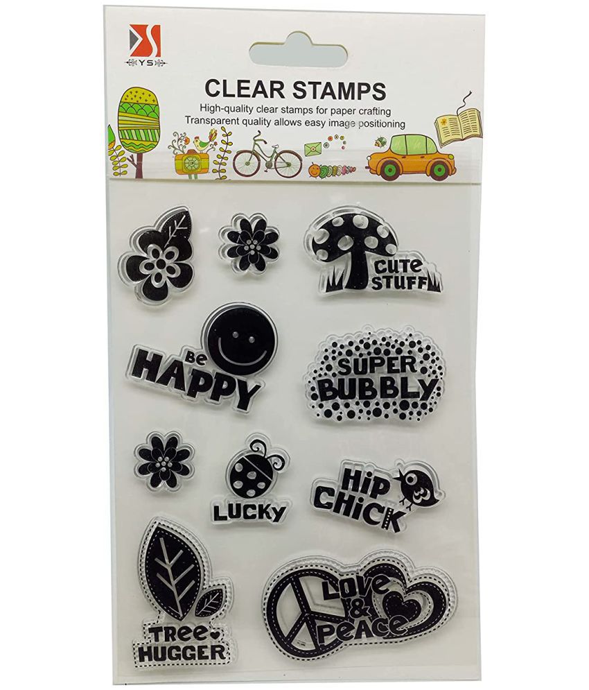     			PRANSUNITA Rubber Stamp, Be Happy Design, Used in Textile & Block Printing, Card & Scrap Booking Making
