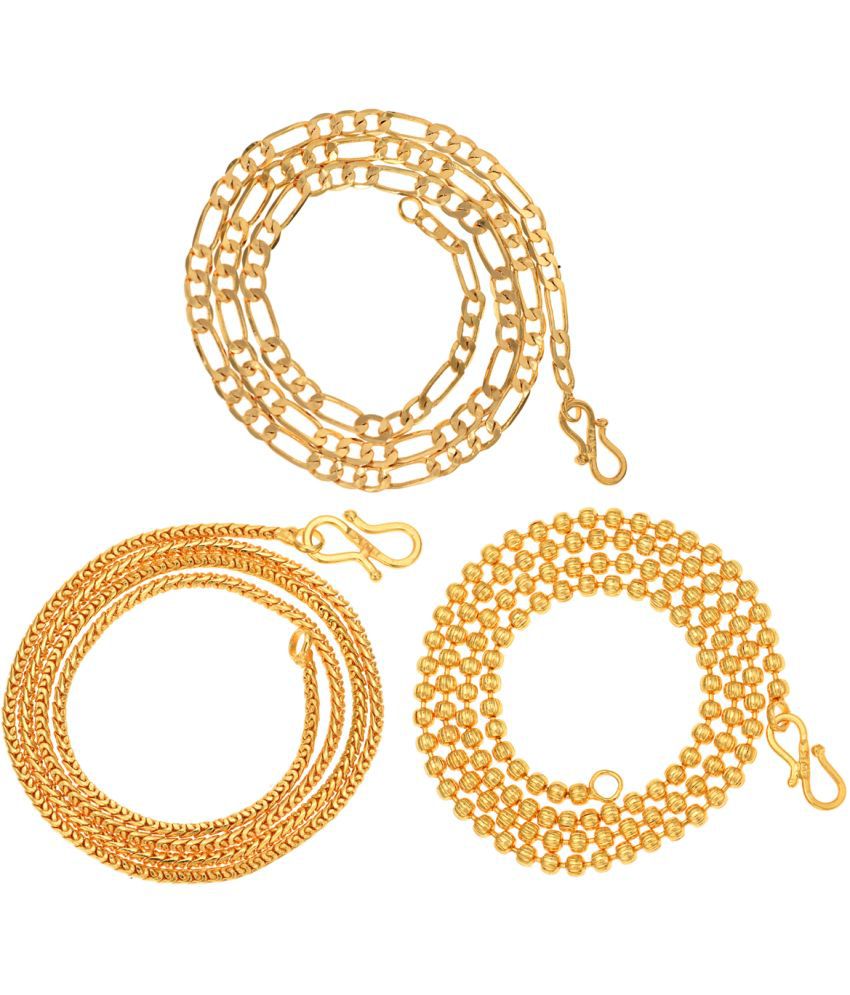     			AanyaCentric Combo of 3 Gold Plated 22inches Long Fashion Chain