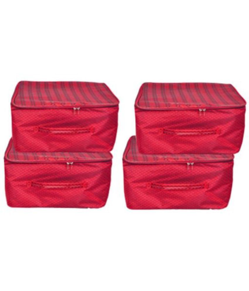     			HOMETALES  Nylon Wardrobe Bag Underbed Moisture Proof Cloth Storage Organiser with Zippered Closure & Handle SET OF 04