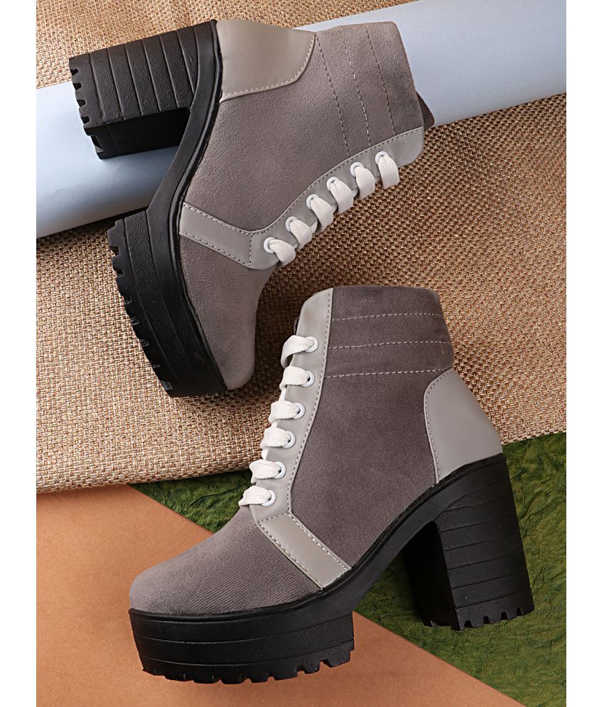 Shoetopia Gray Knee Length Casual Boots